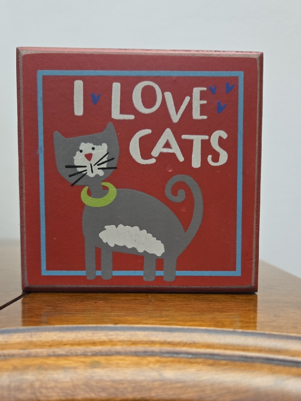 I Love Cats Decorative Block Sign - Red